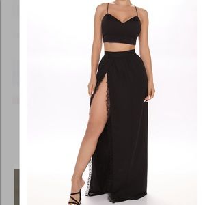 A Little Action Maxi Skirt Set - Black